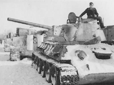 T-34 76 model 1943 and Tiger tanks eastern front in winter