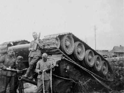 T-34 tank upside down