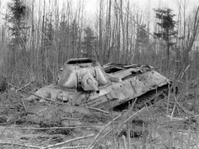 T-34 tank stuck in the swamp