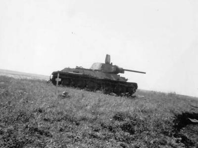 T-34 tank and grave