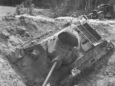 knocked out soviet tank T-34