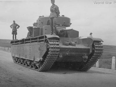 Soviet multi-turreted heavy tank T-35 front view