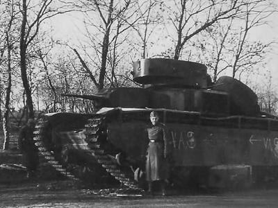 Blown up T-35 soviet heavy tank