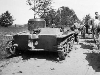 amphibious scout tank T-38 rear view