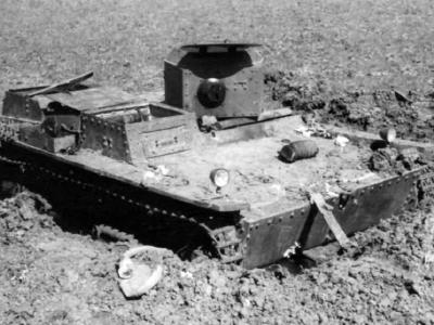 knocked out soviet amphibious light tank T-38